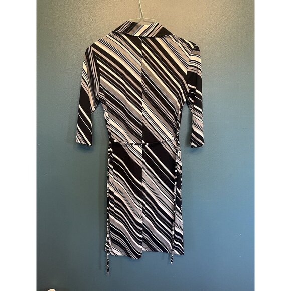 Vintage Y2K Express diagonal stripe dress with collar and waist tie size 5/6 - Picture 3 of 3
